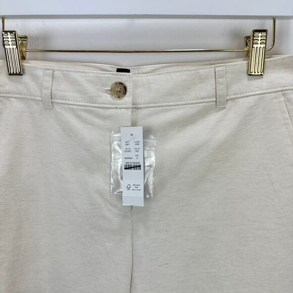 J.Crew Full Length Wide Leg Trouser Cotton Linen Blend Ivory Relaxed US 6 NWT - Picture 11 of 15